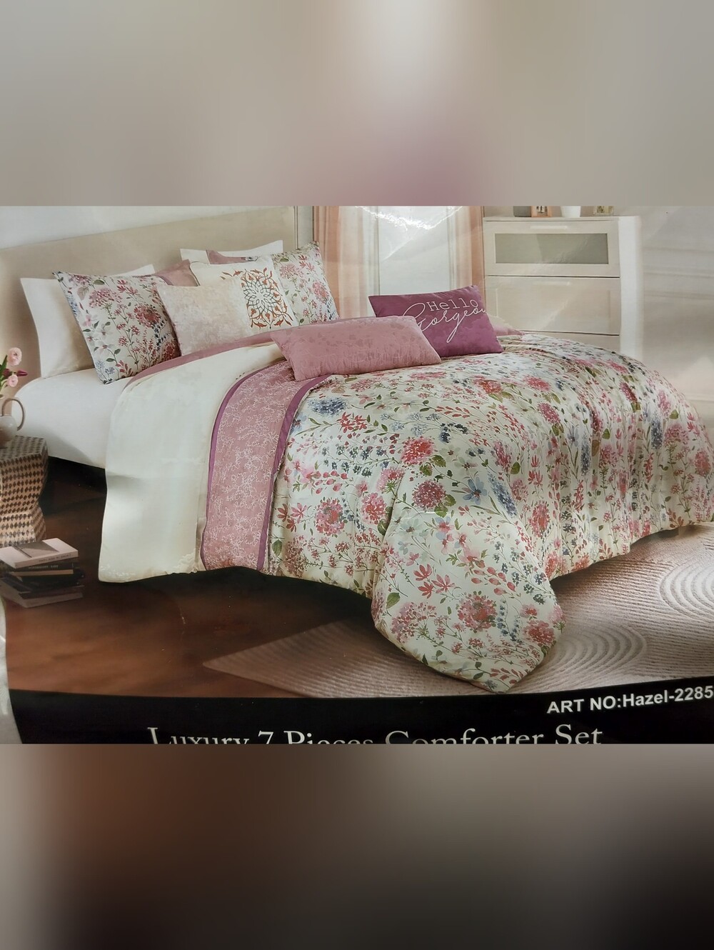 Floral Pink 7-Piece Comforter Set - Elegant Home Bedding